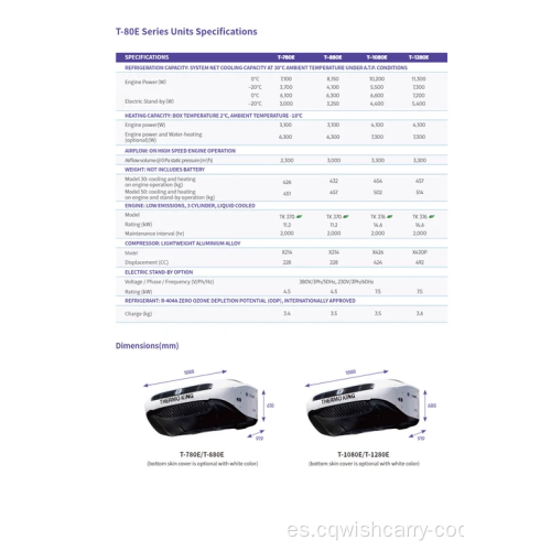 Thermo King Unidad de refrigeración T-780E T-880E T-1080E T-1280E para el sistema de enfriamiento